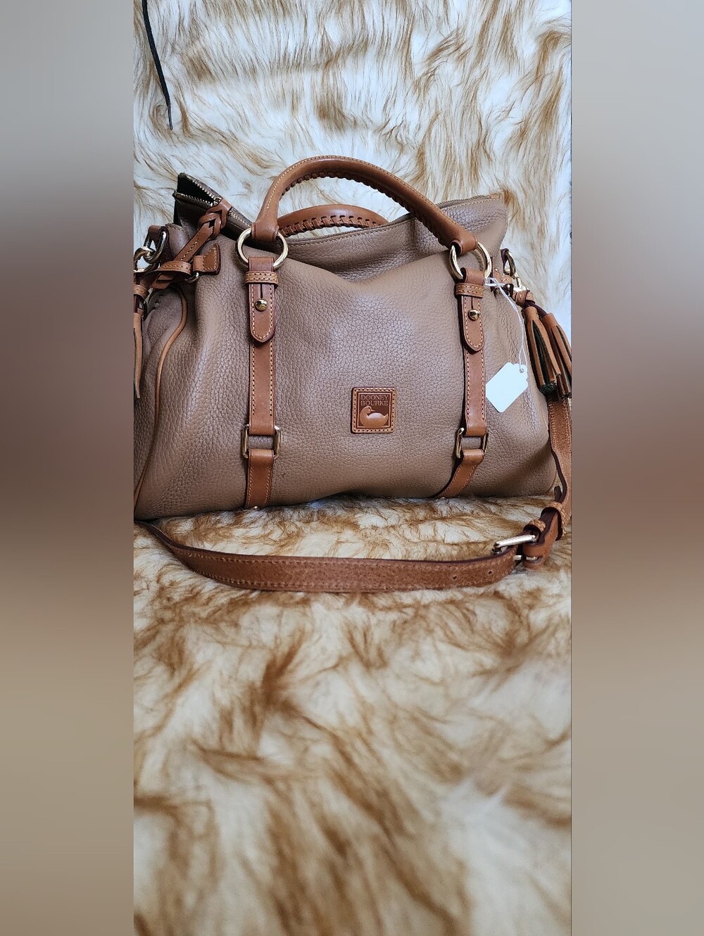 Dooney & Bourke Tan Pebble Leather Satchel